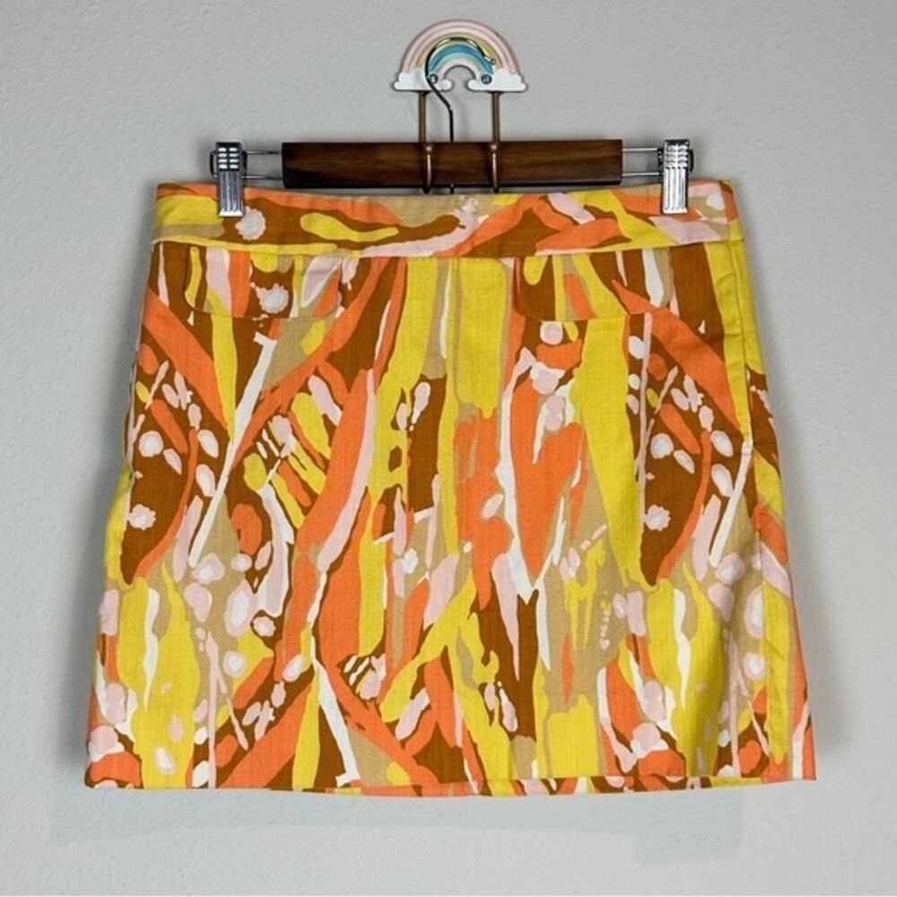 J. Crew Yellow Orange Printed Mini Skirt 4